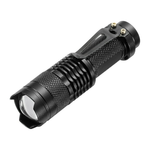 Uxcell Scalable LED Flashlight, 3 Mode Aluminum LED Flashlight Purple Light Torch Battery Powered, Black