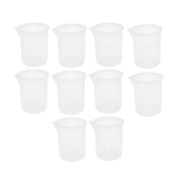 Uxcell School Lab Plastic Liquid Container Measuring Testing Beaker 50ml 10pcs