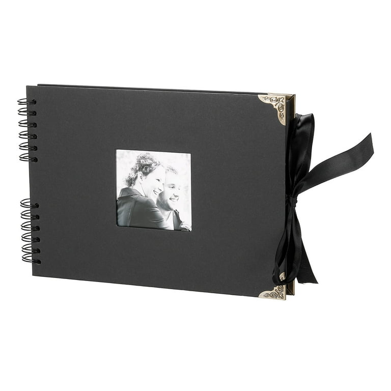 Uxcell Scrapbook Album,Coil DIY Horizontal Photo Album,with 40 Sheets Black  Pages,Black 