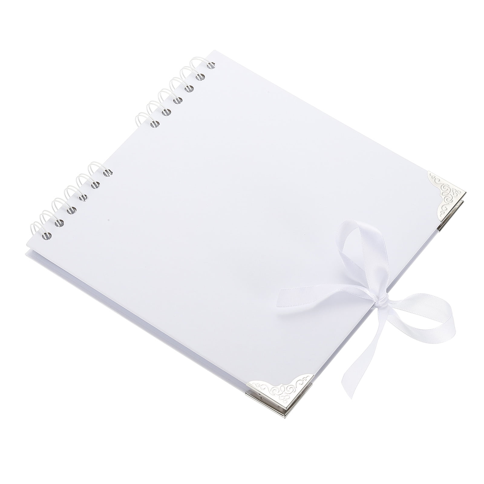 Uxcell Scrapbook Photo Albums, 8x8 Inch 60 Pages with Ribbon Protector, White, 1 Pcs
