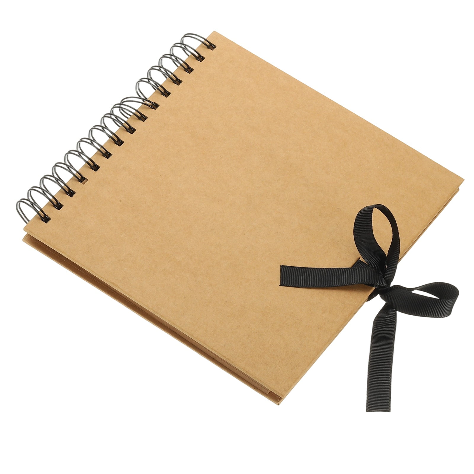 Uxcell Scrapbook Photo Albums, 8x8 Inch 80 Pages with Ribbon Protector, Khaki, 1 Pcs