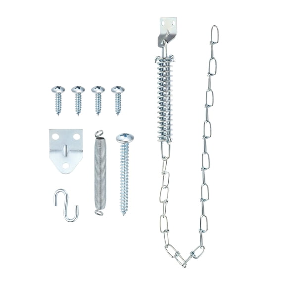 Uxcell Screen Door Chain, (25 Inch, Silver) (1 Pcs), Zinc Plated Steel Spring Storm Door Protector, Suit for - Medium Lightweight Storm Screen Doors Windows