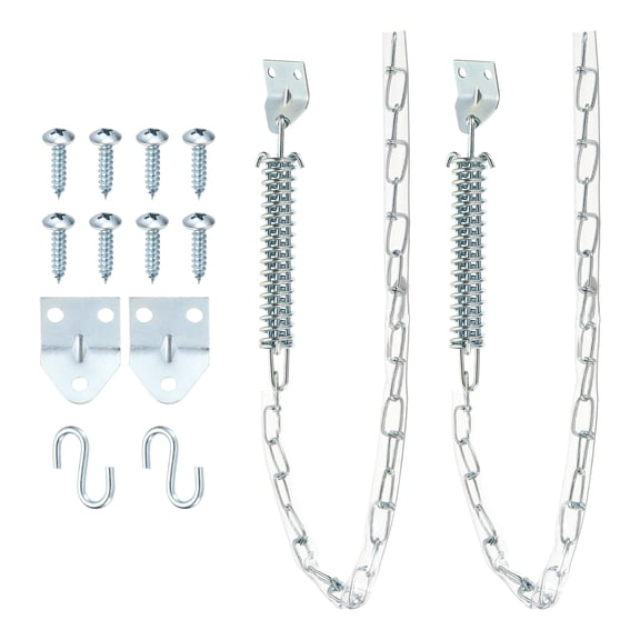 Uxcell Screen Door Chain,(25 Inch, Silver) (2 Pcs), Zinc Plated Steel Spring Storm Door Protector with Plastic Tube, Suit for - Medium Lightweight Storm Screen Doors Windows
