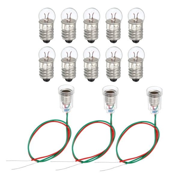 Uxcell Screw Base Miniature Bulbs E10 1.5V Warm Yellow Light Mini Lamps with Lamp Holders