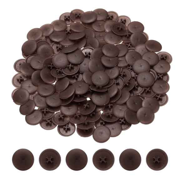 Uxcell Screw Cap Covers, 228Pcs 17mm - Plastic Self-lock Nut Screw Cap, Screw Decoration Cover for Phillips Cam Fitting Nut Self-tapping Screw, Dark Coffee