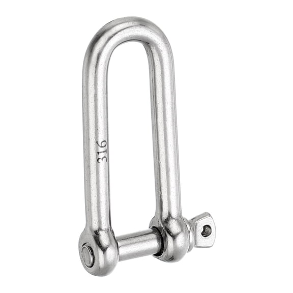 Uxcell Screw Pin Shackle 316 Stainless Steel Forged Long D Shackle Marine Grade 0.25 in