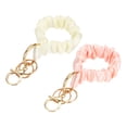 thumbnail image 1 of Uxcell Scrunchie Keychain Wristlet, Stretchy Removable Scrunchie Lanyard Bracelet Key Chain Multifunctional Cute Elastic Wrist Holder for Women Girl-2Pcs(Light Pink/Dark Pink), 1 of 7