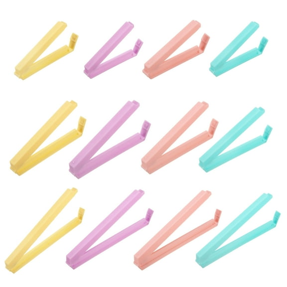 Uxcell Sealing Clips, 12 Pack Reusable Plastic Bag Clamp Sealer for Food Storage, Pink,Yellow,Purple,Blue
