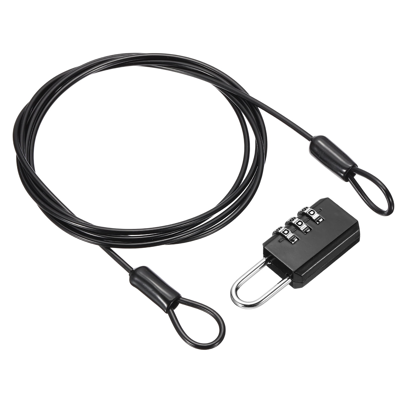 Uxcell Security Cable with 3 Digit Combination Lock, (4.92ft x 3/32 ...