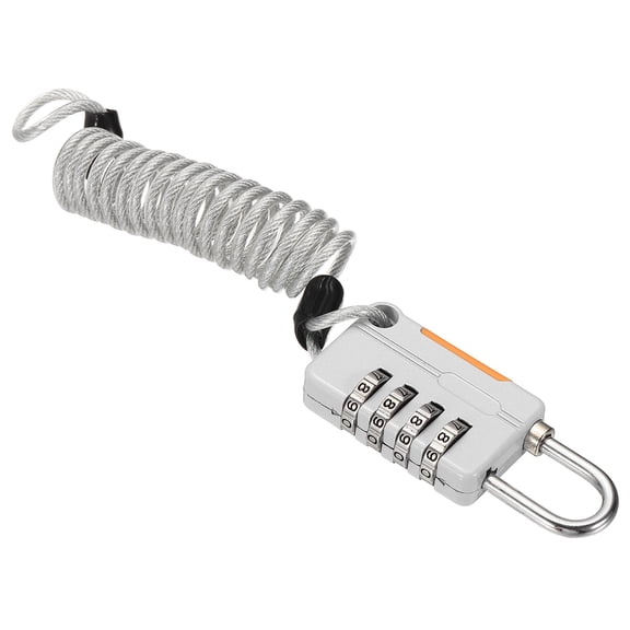 Uxcell Security Cable with 4Digit Combination Locks, (2.95ft x 3/25", Gray), Braided Stainless Steel Safety Cable Wire Rope with Double Loop, Suit for Suitcase/Bicycle/Cabinets