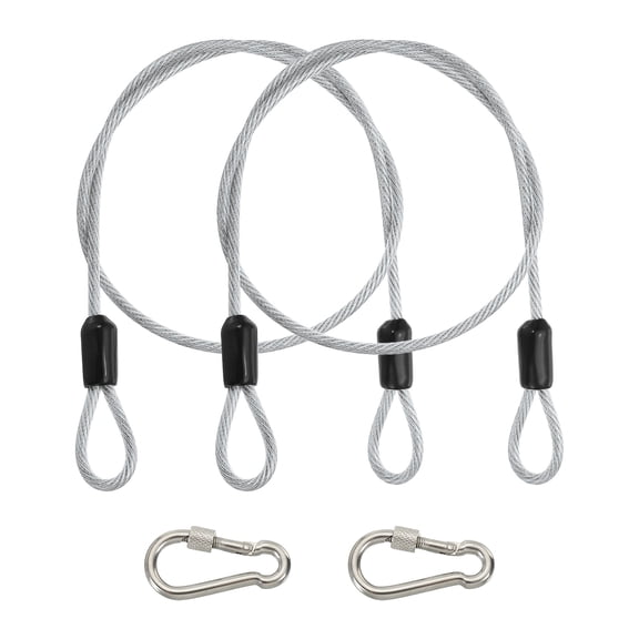 Uxcell Security Cable, Braided Stainless Steel Coated Safety Wire Rope with Double Loop for Travel Luggage Bicycle Lock Cable Transparent 2 ft x 1/8"(3mm)