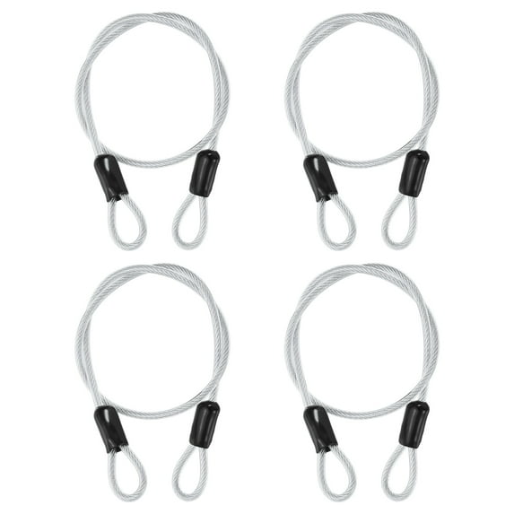 Uxcell Security Cable Braided Stainless Steel Coated Safety Wire Rope with Double Loop for Travel Luggage Bicycle Lock Cable Transparent 2 ft x 3/16"(4mm)