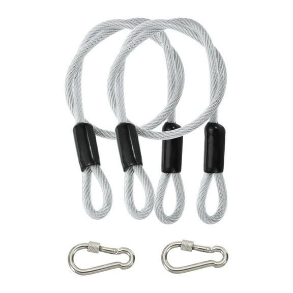 Uxcell Security Cable, Braided Stainless Steel Coated Safety Wire Rope with Double Loop for Travel Luggage Bicycle Lock Cable Transparent 2 ft x 3/16"(5mm)