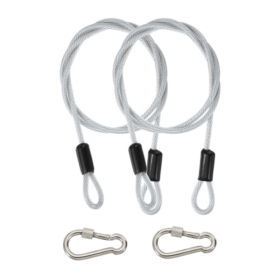 Uxcell Security Cable, Braided Stainless Steel Coated Safety Wire Rope with Double Loop for Travel Luggage Bicycle Lock Cable Transparent 3 ft x 3/16"(5mm)