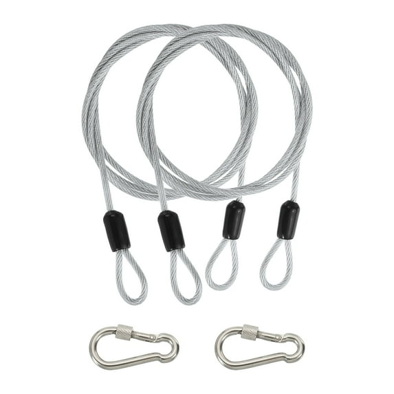 Uxcell Security Cable, Braided Stainless Steel Coated Safety Wire Rope with Double Loop for Travel Luggage Bicycle Lock Cable Transparent 5 ft x 1/8"(3mm)