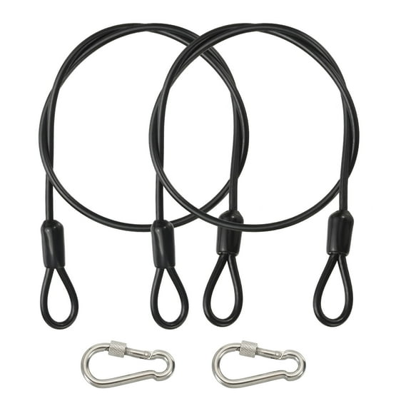 Uxcell Security Cable, Braided Stainless Steel Coated Safety Wire Rope with Double Loop for Travel Luggage Bicycle Lock Cable Black 2 ft x 1/8"(3mm)