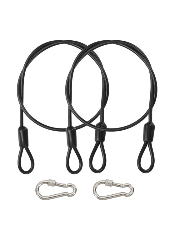 Security Cable, Braided Stainless Steel Coated Safety Wire Rope with Double Loop for Travel Luggage Bicycle Lock Cable Black 2 ft x 1/8"(3mm)