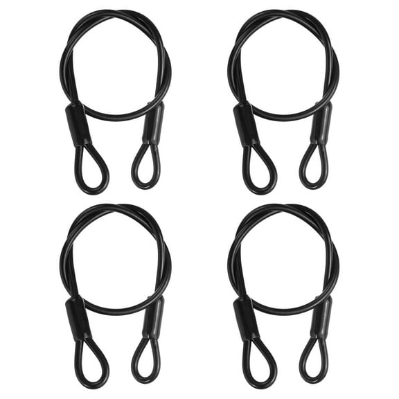 Uxcell Security Cable Braided Stainless Steel Coated Safety Wire Rope with Double Loop for Travel Luggage Bicycle Lock Cable Black 2 ft x 3/16"(5mm)