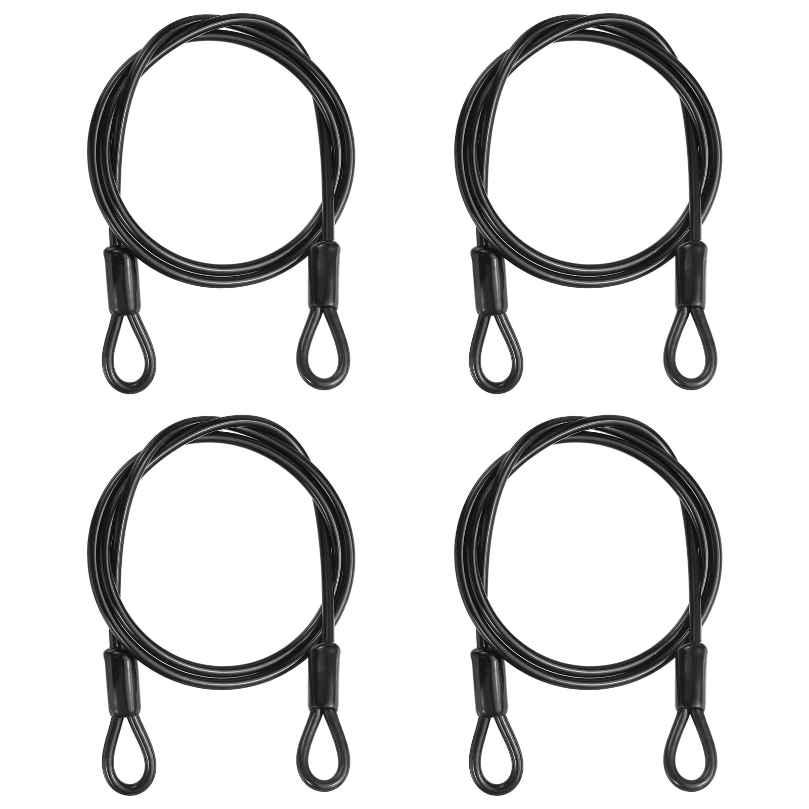 Uxcell Security Cable Braided Stainless Steel Coated Safety Wire Rope with Double Loop for Travel Luggage Bicycle Lock Cable Black 3 ft x 3/16"(5mm)