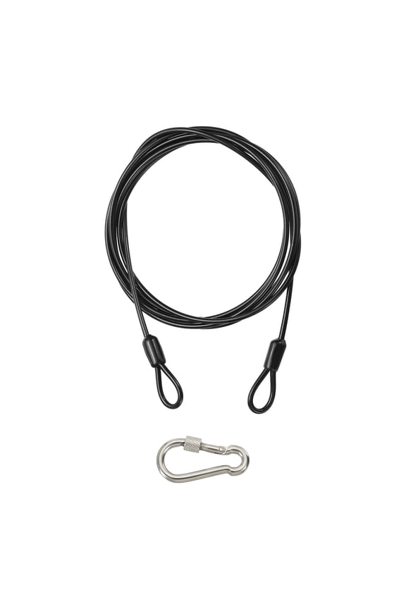Security Cable Braided Stainless Steel Coated Safety Wire Rope with Double Loop for Travel Luggage Lock Cable Black 10ft x 1/8"