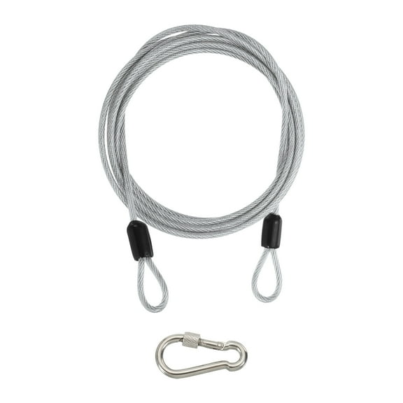 Uxcell Security Cable Braided Stainless Steel Coated Safety Wire Rope with Double Loop for Travel Luggage Lock Cable Transparent 10 ft x 1/8"(3mm)