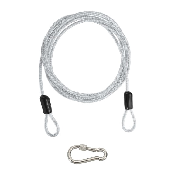 Uxcell Security Cable Braided Stainless Steel Coated Safety Wire Rope with Double Loop for Travel Luggage Lock Cable Transparent 10 ft x 3/16"(4mm)