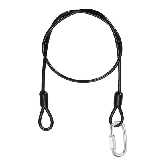 Uxcell Security Cable Lock (1/8" Dia 1.6ft, Black) Vinyl Coated 304 Stainless Steel Double Loop Flexible Wire Rope Safety Cable with Quick Links Locking Connectors