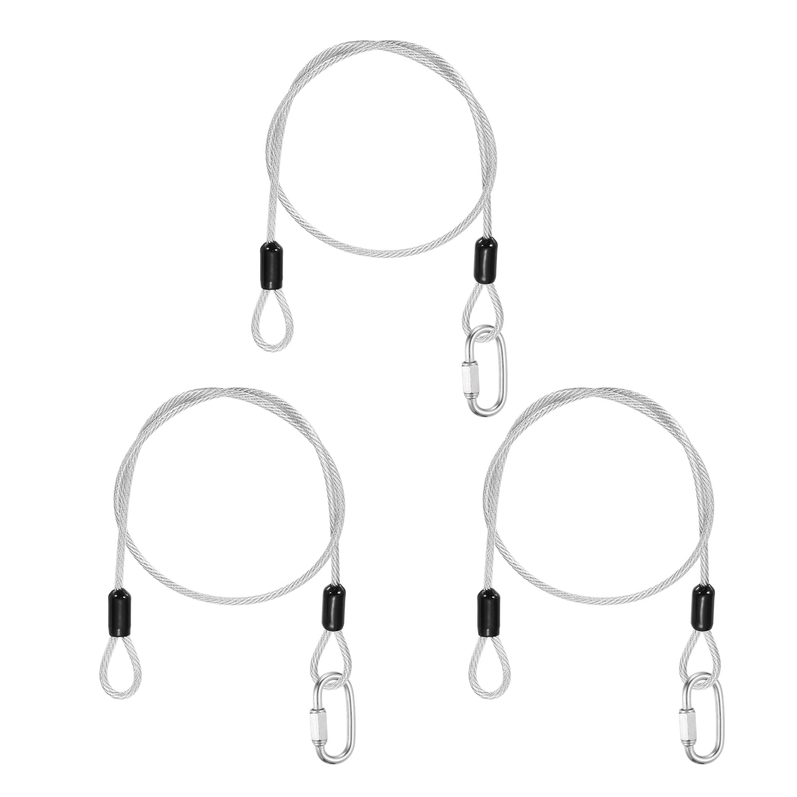 Uxcell Security Cable Lock (1/8" Dia 1.6ft, Clear)(3 Set) Vinyl Coated ...