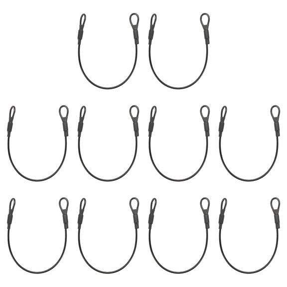 Uxcell Security Cable Lock (1/8" Dia 1ft, Black)(10Pcs) Vinyl Coated Galvanized Steel Flexible Wire Rope Safety Cable Luggage Lock with Double Loops Suit for - Outdoor/Travel/Hanging