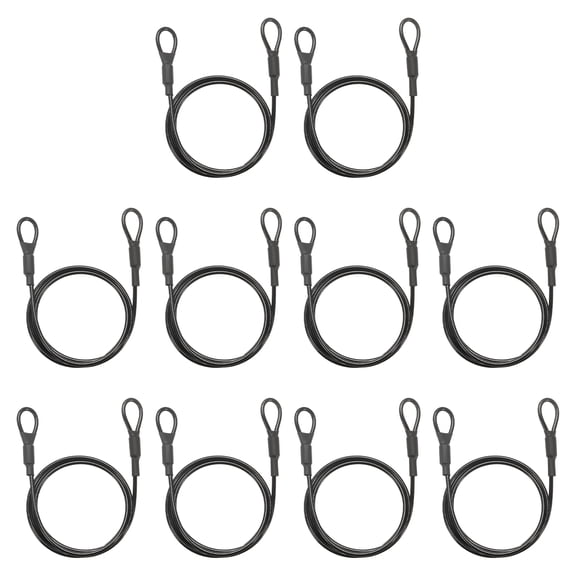 Uxcell Security Cable Lock (1/8" Dia 3.3ft, Black)(10Pcs) Vinyl Coated Galvanized Steel Flexible Wire Rope Safety Cable Luggage Lock with Double Loops Suit for - Outdoor/Travel/Hanging