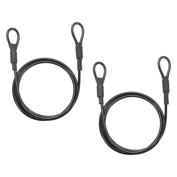 Uxcell Security Cable Lock (1/8" Dia 3ft, Black)(2Pcs) Vinyl Coated Galvanized Steel Flexible Wire Rope Safety Cable Luggage Lock with Double Loops Suit for - Outdoor/Travel/Hanging