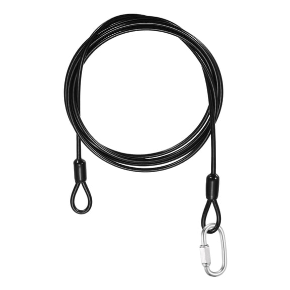 Uxcell Security Cable Lock (1/8" Dia 4.9ft, Black) Vinyl Coated 304 Stainless Steel Double Loop Flexible Wire Rope Safety Cable with Quick Links Locking Connectors