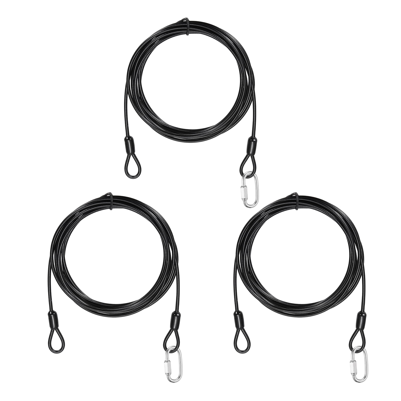 Uxcell Security Cable Lock (1/8" Dia 8.2ft, Black)(3 Set) Vinyl Coated ...