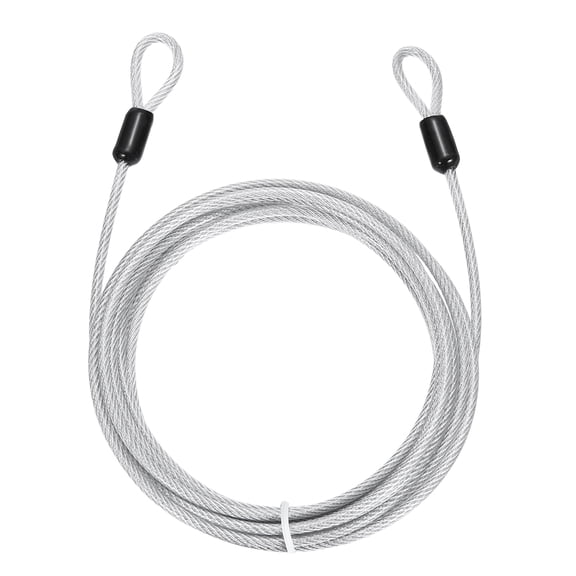 Uxcell Security Cable Lock (1/8" Dia 9.8ft 110lb Load Capacity, Clear) Vinyl Coated Stainless Steel Flexible Wire Rope Safety Cable Luggage Lock with Double Loops
