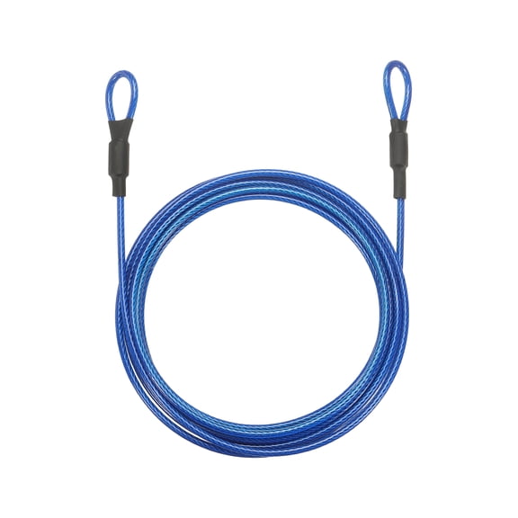 Uxcell Security Cable Lock (1/8" Dia 9.8ft, Blue) Vinyl Coated Galvanized Steel Flexible Wire Rope Safety Cable Luggage Lock with Double Loops Suit for - Outdoor/Travel/Hanging