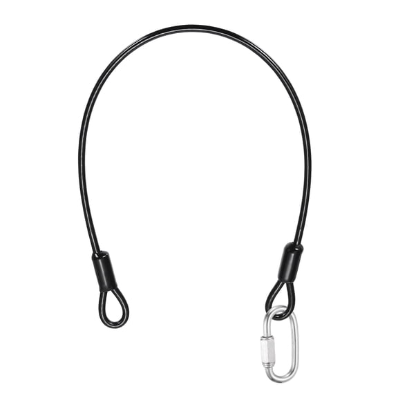 Uxcell Security Cable Lock (3/16" Dia 1.6ft, Black) Vinyl Coated 304 Stainless Steel Double Loop Flexible Wire Rope Safety Cable with Quick Links Locking Connectors