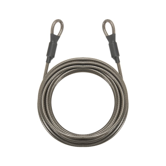 Uxcell Security Cable Lock (3/16" Dia 14.8ft, Gray) Vinyl Coated Galvanized Steel Flexible Wire Rope Safety Cable Luggage Lock with Double Loops Suit for - Outdoor/Travel/Hanging