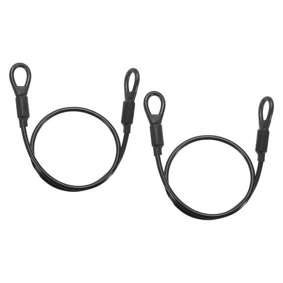 Uxcell Security Cable Lock (3/16" Dia 2ft, Black)(2Pcs) Vinyl Coated Galvanized Steel Flexible Wire Rope Safety Cable Luggage Lock with Double Loops Suit for - Outdoor/Travel/Hanging