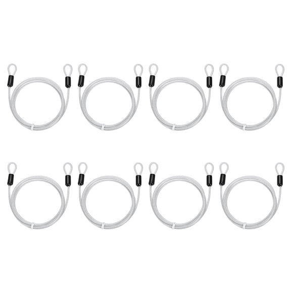 Uxcell Security Cable Lock (5/32" Dia 4.9ft 70lb Load Capacity, Clear)(8 Pcs) Vinyl Coated Stainless Steel Flexible Wire Rope Safety Cable Luggage Lock with Double Loops