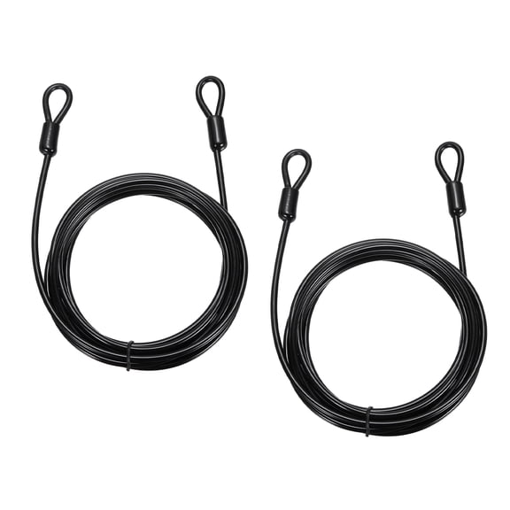 Uxcell Security Cable Lock (5/32" Dia 9.8ft 70lb Load Capacity, Black)(2 Pcs) Vinyl Coated Stainless Steel Flexible Wire Rope Safety Cable Luggage Lock with Double Loops
