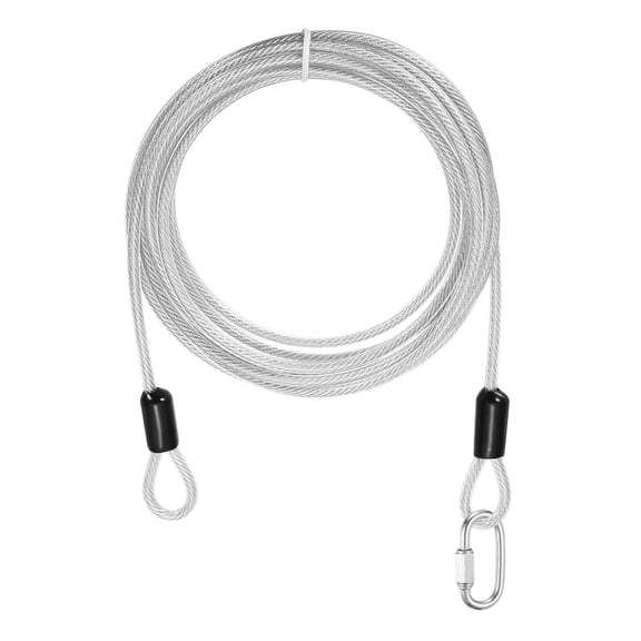 Uxcell Security Cable Lock (5/32" Dia 9.8ft, Clear) Vinyl Coated 304 Stainless Steel Double Loop Flexible Wire Rope Safety Cable with Quick Links Locking Connectors