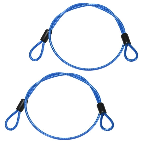Uxcell Security Cable with Loops [2Pcs] - 1.64ft / 19.7 Inch Stainless Steel Luggage Lock Safety Cable Use For Bikes & Luggage - [Blue]