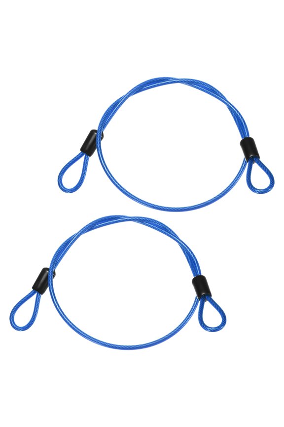 Security Cable with Loops [2Pcs] - 1.64ft / 19.7 Inch Stainless Steel Luggage Lock Safety Cable Use For Bikes & Luggage - [Blue]
