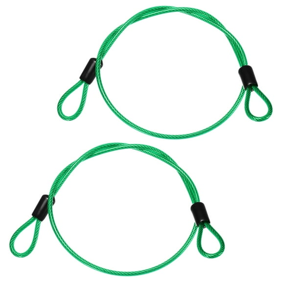 Uxcell Security Cable with Loops [2Pcs] - 1.64ft / 19.7 Inch Stainless Steel Luggage Lock Safety Cable Use For Bikes & Luggage - [Green]