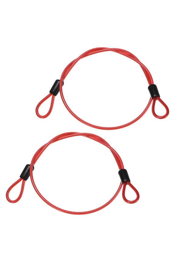 Security Cable with Loops [2Pcs] - 1.64ft / 19.7 Inch Stainless Steel Luggage Lock Safety Cable Use For Bikes & Luggage - [Red]