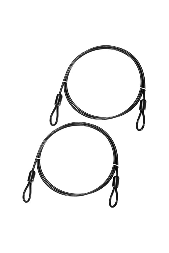 Security Cable with Loops [2Pcs] - 3.28ft / 39.4 Inch Stainless Steel Luggage Lock Safety Cable Use For Bikes & Luggage - [Black]