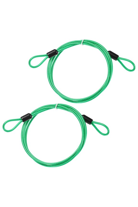 Security Cable with Loops [2Pcs] - 3.28ft / 39.4 Inch Stainless Steel Luggage Lock Safety Cable Use For Bikes & Luggage - [Green]