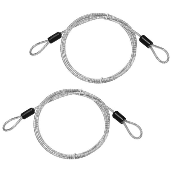 Uxcell Security Cable with Loops [2Pcs] - 3.28ft / 39.4 Inch Stainless Steel Luggage Lock Safety Cable Use For Bikes & Luggage - [Silver]