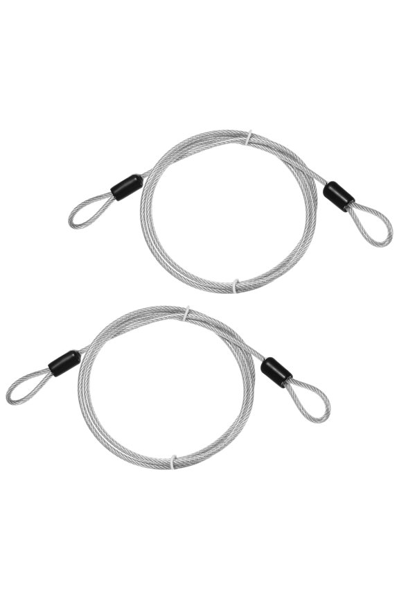 Security Cable with Loops [2Pcs] - 3.28ft / 39.4 Inch Stainless Steel Luggage Lock Safety Cable Use For Bikes & Luggage - [Silver]