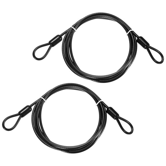 Uxcell Security Cable with Loops [2Pcs] - 4.92ft / 59.1 Inch Stainless Steel Luggage Lock Safety Cable Use For Bikes & Luggage - [Black]